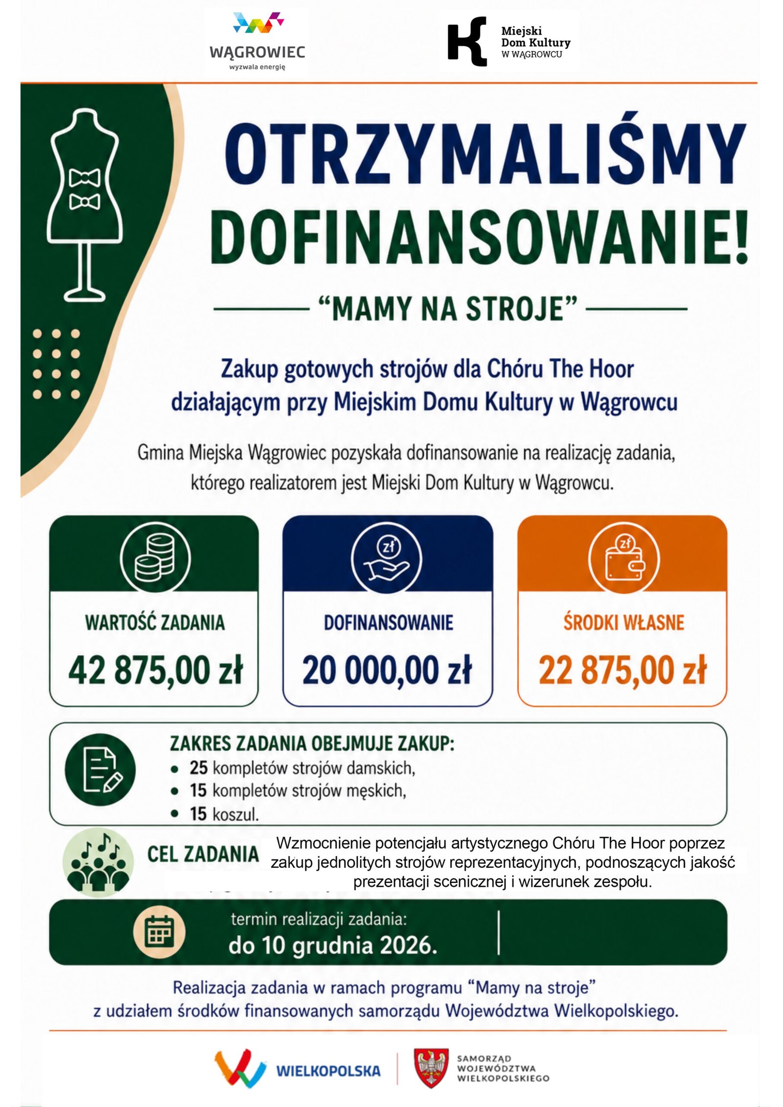 otrzymalismy-dofinansowanie-na-stroje-scaled Wągrowiec z kolejnymi dofinansowaniami! MDK zrealizuje trzy nowe projekty